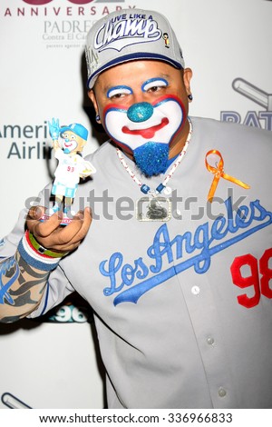 LOS ANGELES - NOV 7:  Hiccups the Clown at the Adrian Gonzalez\'s Bat 4 Hope Celebrity Softball Game PADRES Contra El Cancer at the Dodger Stadium on November 7, 2015 in Los Angeles, CA