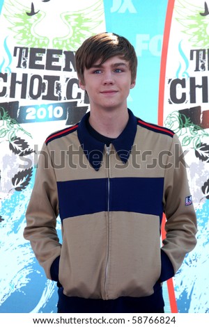 stock photo LOS ANGELES AUGUST 8 Miles Heizer arrives at the 2010 Teen