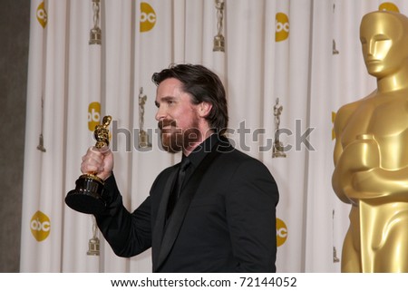 LOS ANGELES -  FEB 27:  Christian Bale arrives in the Press Room at the 83rd Academy Awards at Kodak Theater, Hollywood & Highland on February 27, 2011 in Los Angeles, CA