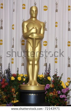 LOS ANGELES -  FEB 27: The Oscar statue stands in the Press Room at the 83rd Academy Awards at Kodak Theater, Hollywood & Highland on February 27, 2011 in Los Angeles, CA