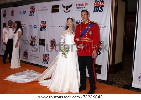 LOS ANGELES - APR 29:  Royal Wedding Impersonators, with Knock-off Gowns by ABS arriving at the 18th Race to Erase MS Event at Century Plaza Hotel on April 29, 2011 in Century City, CA..