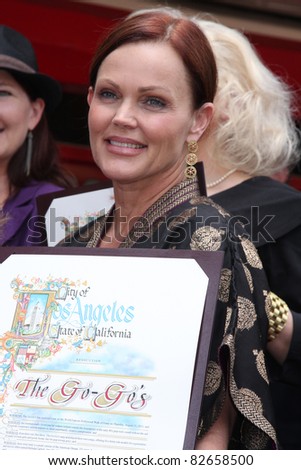 LOS ANGELES - AUG 11:  Belinda Carlisle at the ceremony for The Go-Go\'s Star on the Hollywood Walk of Fame at Hollywood Blvd on August 11, 2011 in Los Angeles, CA