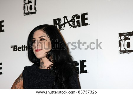 LOS ANGELES - SEPT 30:  Kat Von D arriving at  the RAGE Game Launch at the Chinatown\'s Historical Central Plaza on September 30, 2011 in Los Angeles, CA