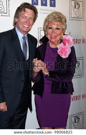 LOS ANGELES - MAR 18:  Nigel Lythgoe; Mitzi Gaynor arrives at the Professional Dancer's Society Gypsy Awards at the Beverly Hilton Hotel on March 18, 2012 in Los Angeles, CA