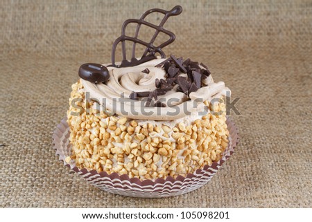 cake with nuts on sacking