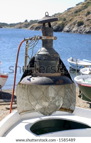 Fishing boat lamp in Port Lligat, Costa Brava, Catalonia, Spain
