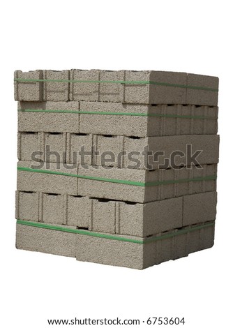 Stack Of Cinder Blocks ( Concrete Masonry Units ) Isolated On White
