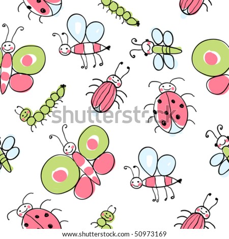 Logo Design  Illustrator on Painted Insects  Seamless Design Pattern  Preferably The Textile Use