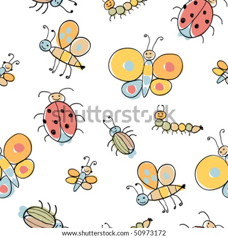 Logo Design  Illustrator on Painted Insects  Seamless Design Pattern  Preferably The Textile Use