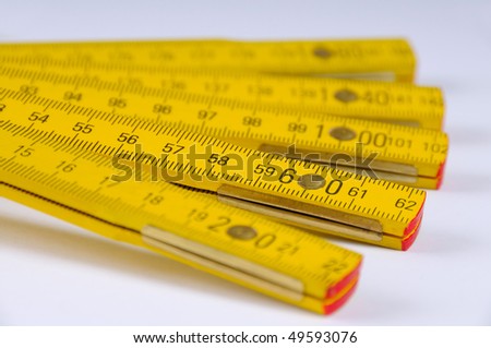 Yellow wooden ruler macro