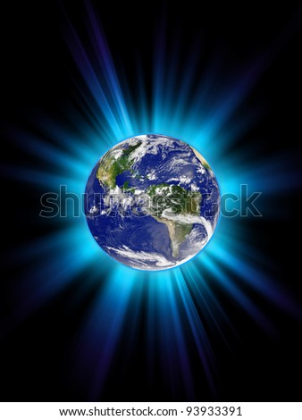 Energy of the planet Earth. Earth globe image provided by NASA.