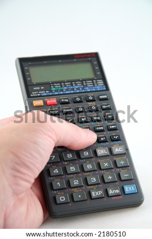 Advanced Scientific Calculator Isolated on White Background with Hand