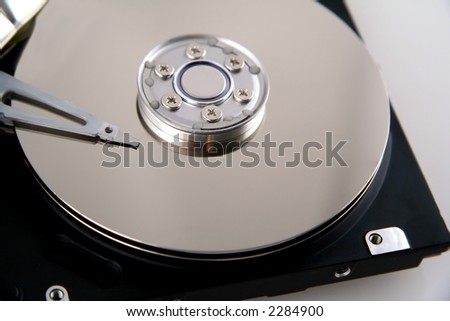 Opened Computer Hard Drive with Exposed Discs