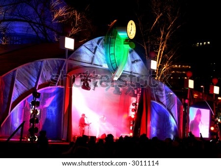Outdoor Summer Concert with Colorful Stage Lights