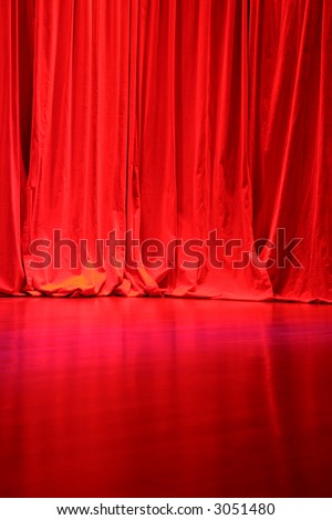 Red Velvet Stage Curtains with Stage Floor