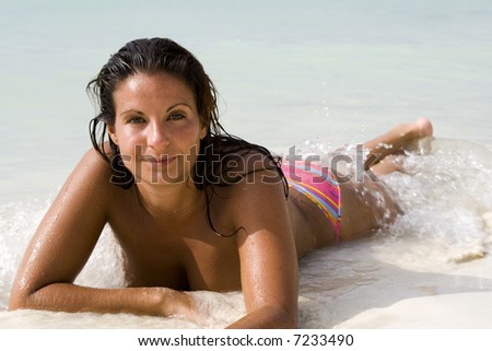 Brunette Woman in Ocean Water