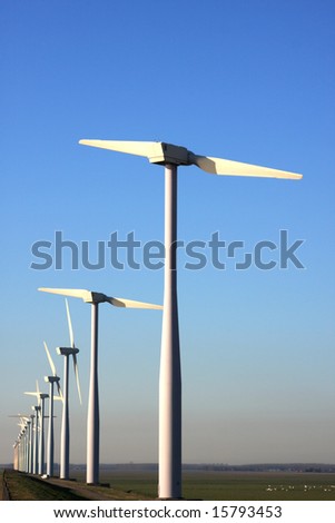 Two Bladed Windmill Farm in the Netherlands