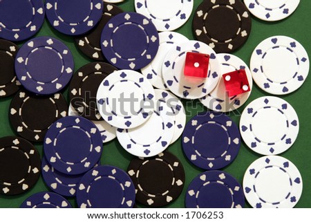 Casino Chips, Two Dices