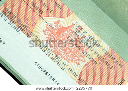 Australian 457 Business Visa In Green Passport Page