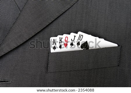 Card Suit - Flush, Gambling Cards In A Suit Jacket Pocket