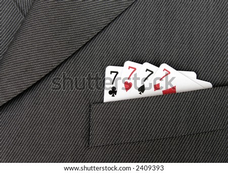 Card Suit - Lucky Seven, Four Seven Cards In A Suit Jacket Pocket