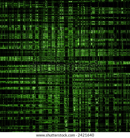 Green Matrix Like Techno Pattern On Black Background