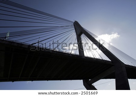 Anzac Bridge Silhouette, Sydney, Australia: ANZAC Bridge is the longest cable-stayed bridge in Australia, and amongst the longest in the world.