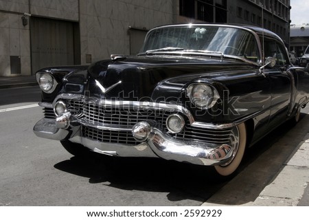 stock photo Old Black Vintage Classic Old American Car On