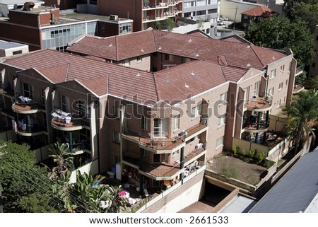 Square Urban Apartment Building With Central Yard In Sydney, Australia, Aerial View