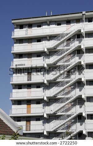 Modern Tall White Urban Residential Apartment Building In Sydney, Stairs, Staircase, Australia