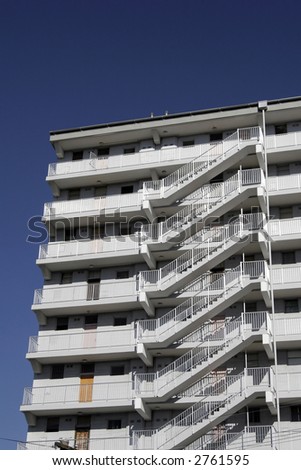 Modern Tall White Urban Residential Apartment Building In Sydney, Stairs, Staircase, Australia