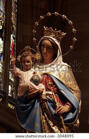 Colourful Religious Statue Of Jesus And Virgin Mary