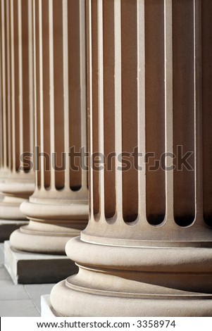 Classical Sandstone Columns In A Row, Pillars, Architecture