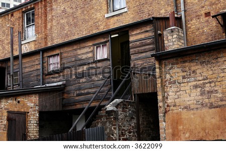 Old Dirty Brick Wall Facade, House In The Sydney City Center, Australia