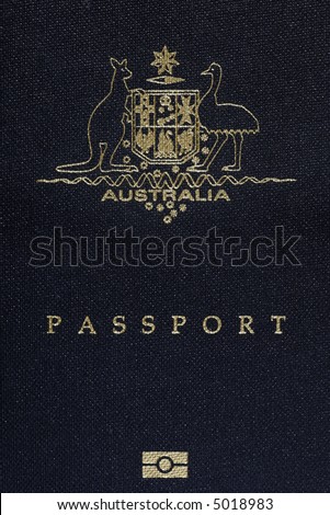 Australian Passport Cover Page, Australia Logo On A Blue Background