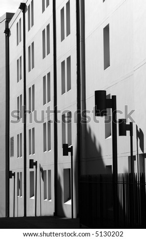 Urban City Building Facade In Sydney, Australia, Black And White