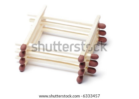 Stack Of Wooden Match Sticks, Focus On Front