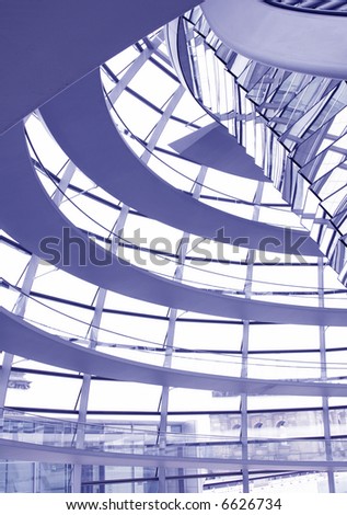 Glass Dome Interior Architecture Of The German Parliament 'Reichstag' in Berlin - Blue Toning