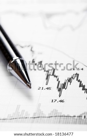 Business Chart - Crash, Decreasing Graph, Focus On Tip Of Pen