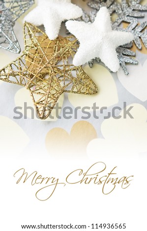 Holiday stars on background with hearts