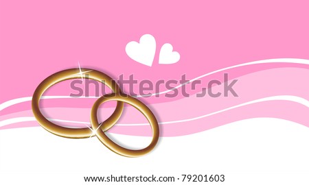 two golden rings in front of a pink one background