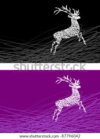 white deer on black and purple background