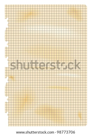 Sheet of paper from a yellow writing pad, checkered