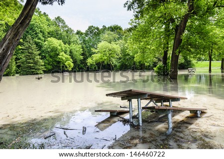 Picnic area of Sunnybrook park in Toronto flooded after heavy rains