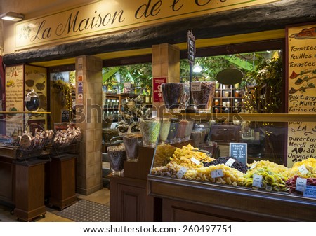 NICE, FRANCE - OCTOBER 2, 2014: Gourmet food shop \