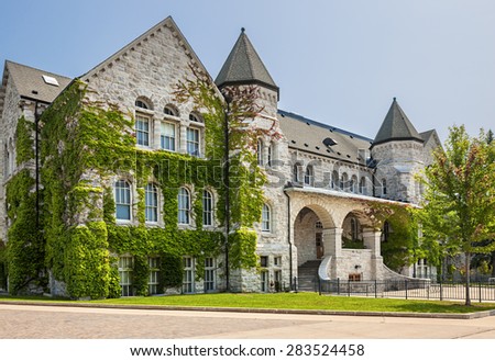 Ontario Hall building on campus of Queen\'s University in Kingston, Canada.