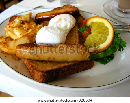 Breakfast plate in a restaurant