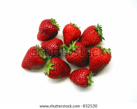 fresh red strawberries on white background