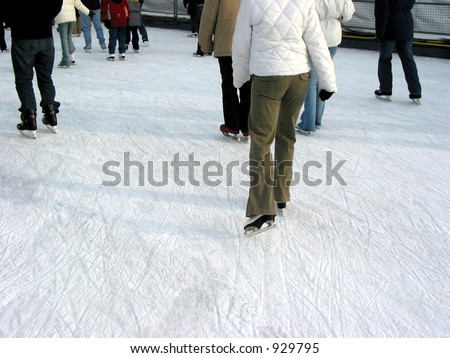 Ice skating on a city skating rink