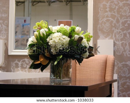Bouquet of flowers on a table in a living room